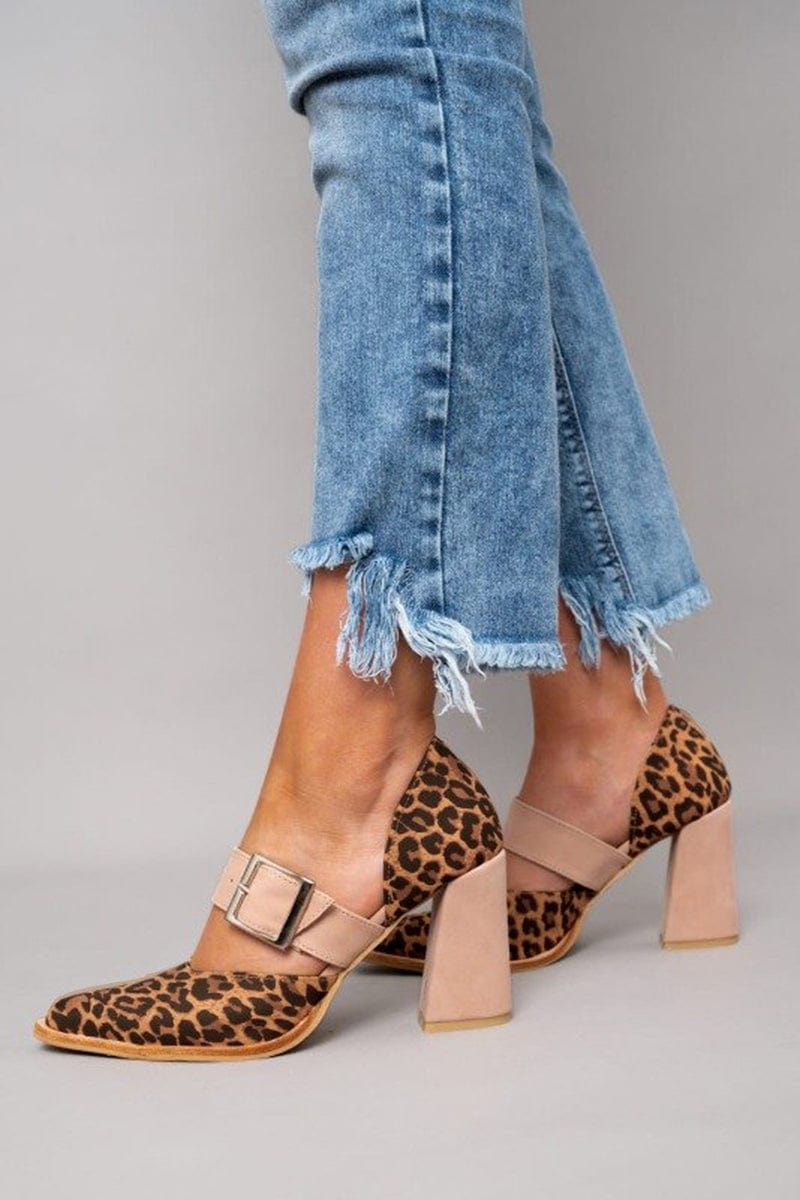 Juana™ | Tacón de bloque con estampado de leopardo audaz