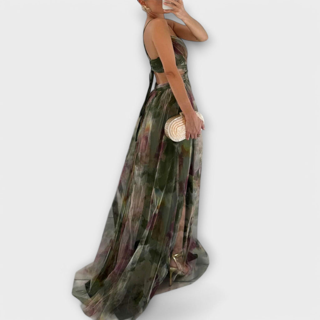 Vestido maxi de malla Annai - elegante y ceñido a la figura