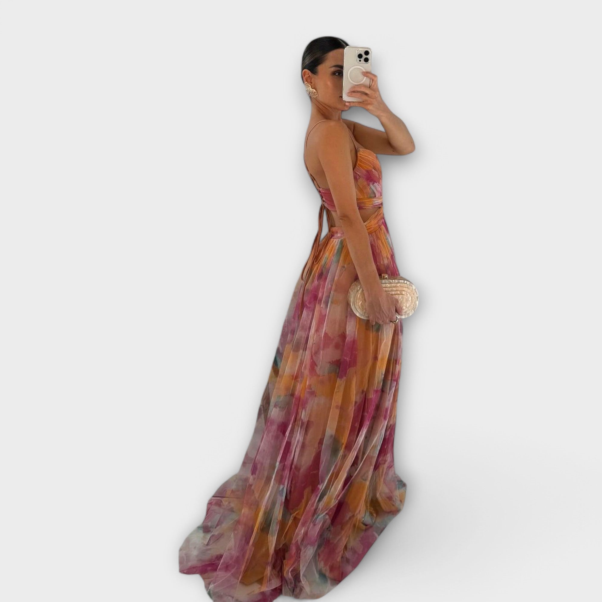 Vestido maxi de malla Annai - elegante y ceñido a la figura