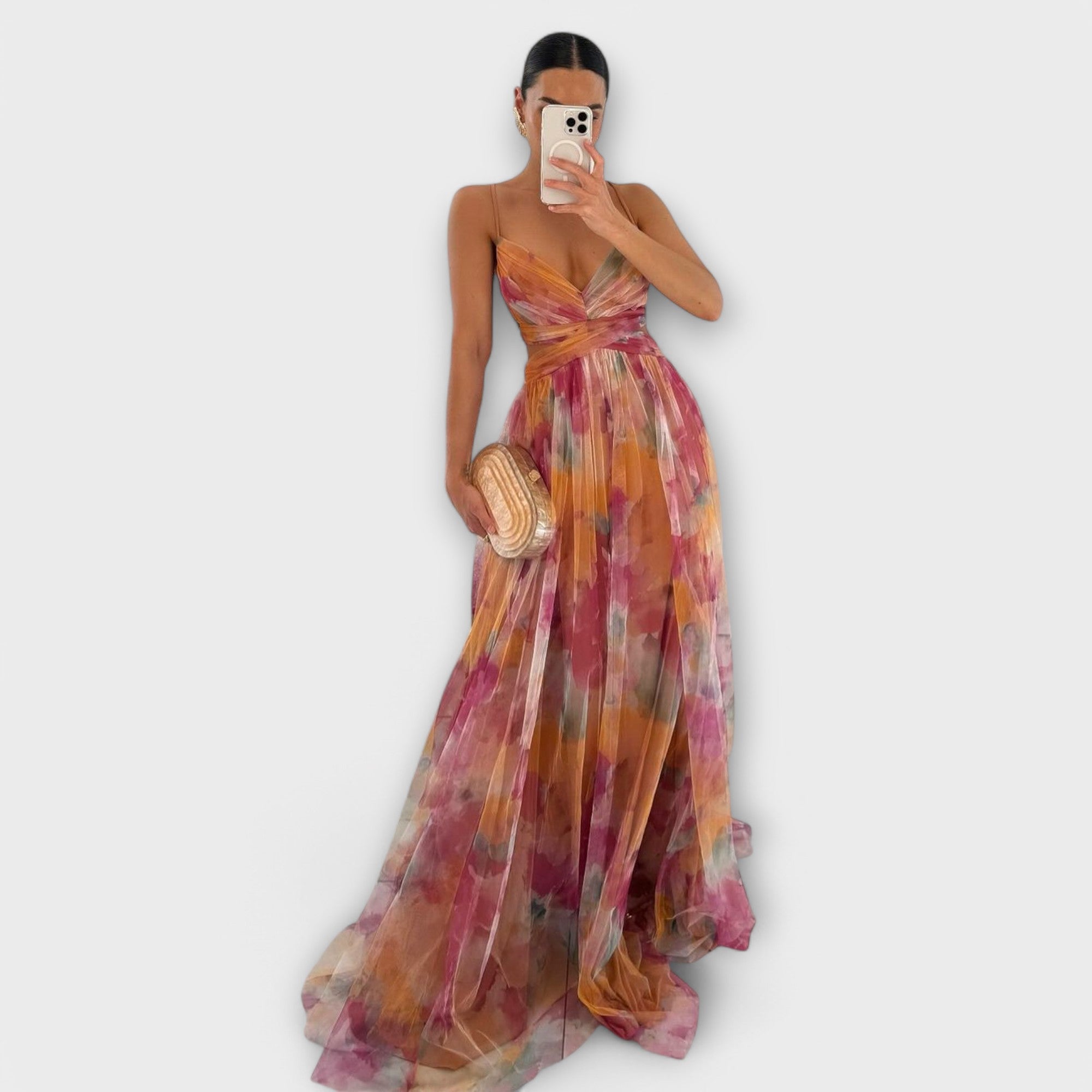 Vestido maxi de malla Annai - elegante y ceñido a la figura