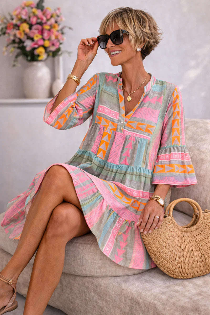 Aurora™ | Vestido midi vibrante, comodidad aireada, estilo de fin de semana