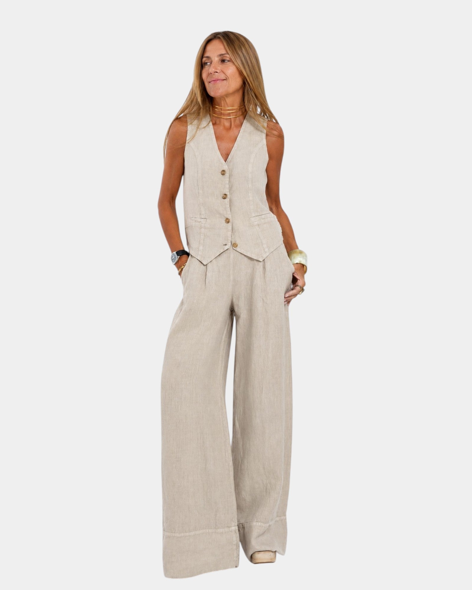 Lucia™  | Conjunto de chaleco sin mangas y pantalón