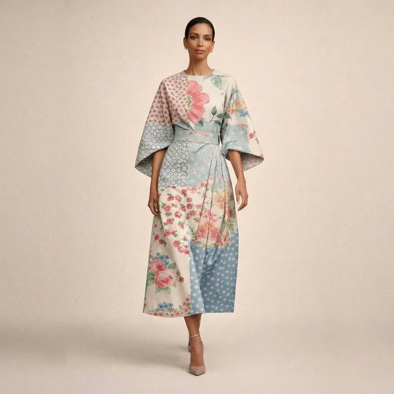Carla™ | Vestido midi floral con cintura entallada y elegancia etérea