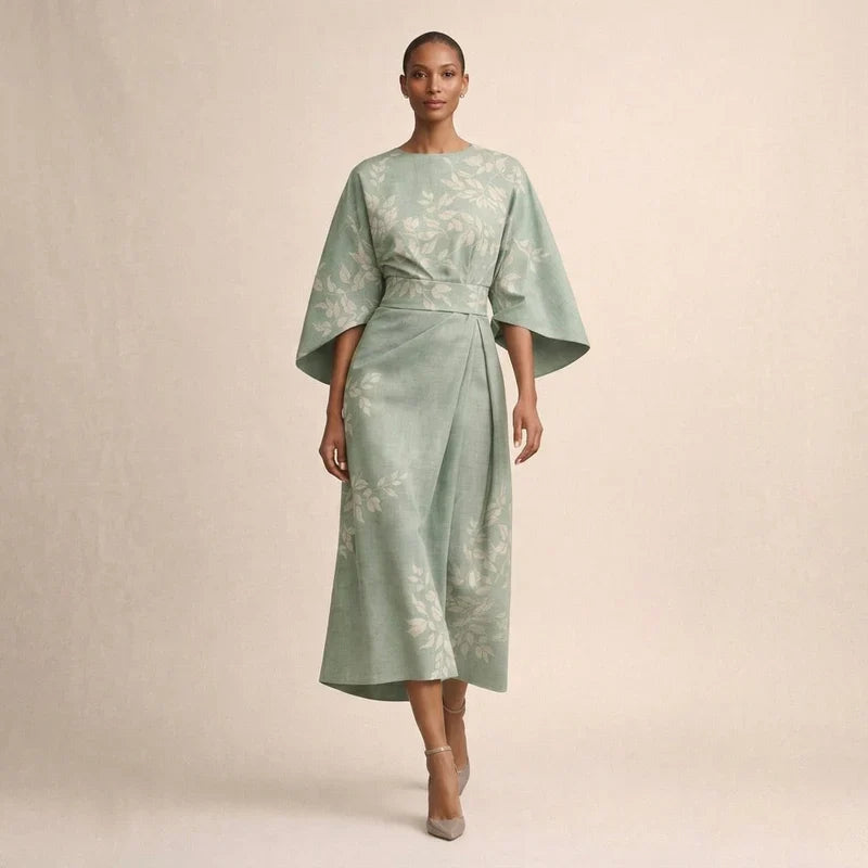 Carla™ | Vestido midi floral con cintura entallada y elegancia etérea
