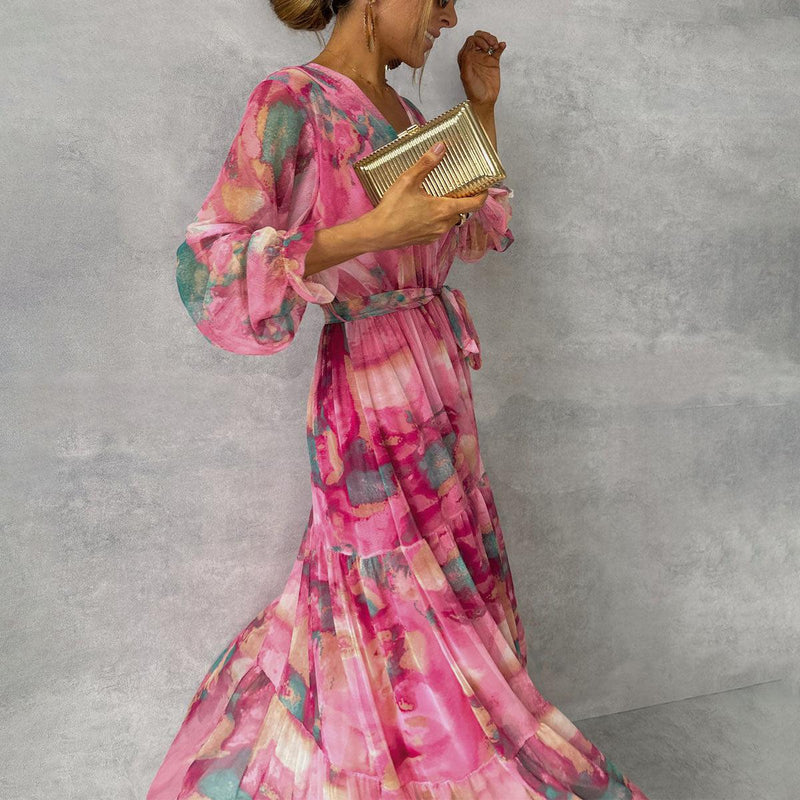 Zoe™ | Vestido envolvente floral vibrante con silueta en capas favorecedora