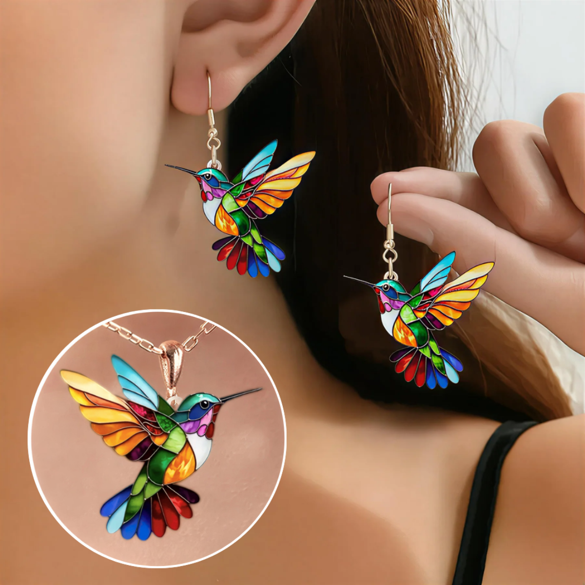 Alba™ | Pendientes Colibrí & Collar