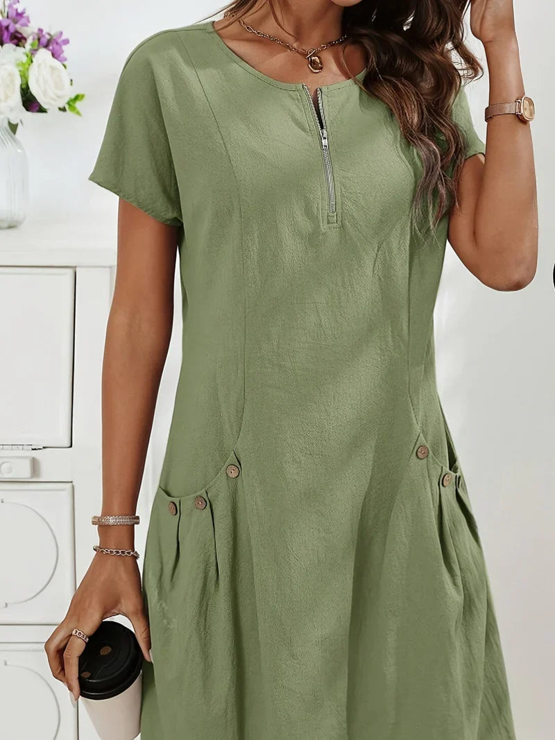 Mariela™ | Vestido de verano con cremallera elegante, bolsillos prácticos y comodidad diaria
