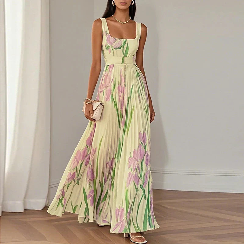 Lia™ | Elegante vestido maxi floral con silueta plisada favorecedora