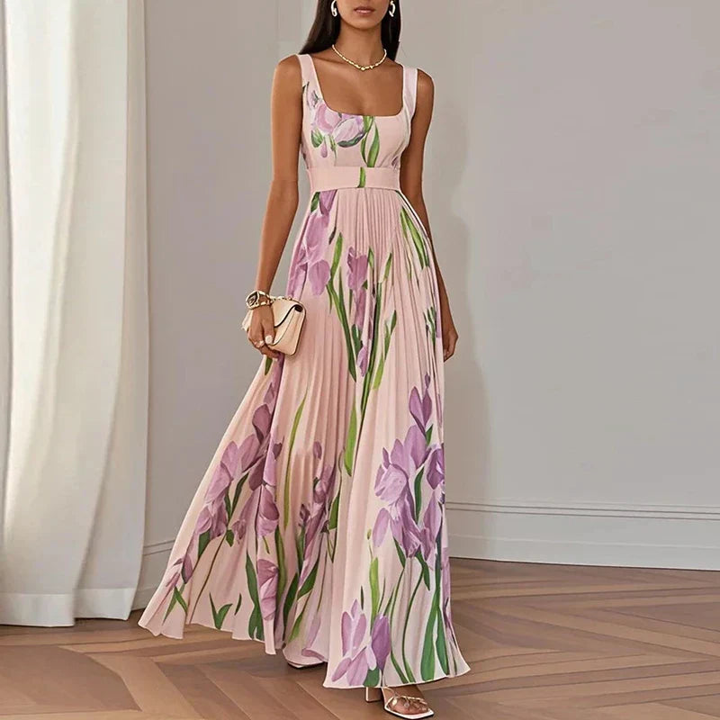 Lia™ | Elegante vestido maxi floral con silueta plisada favorecedora
