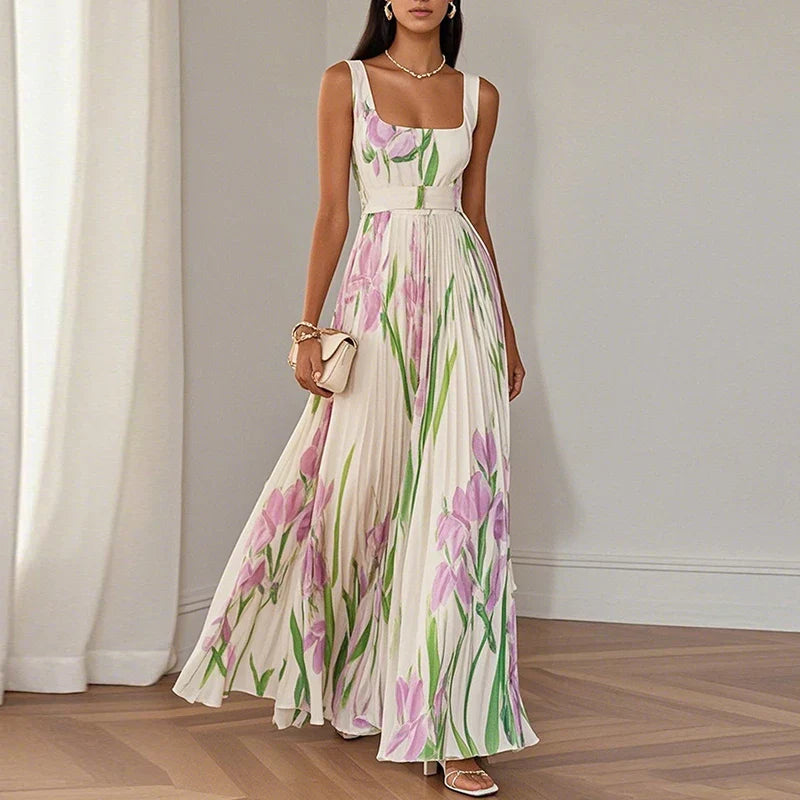 Lia™ | Elegante vestido maxi floral con silueta plisada favorecedora