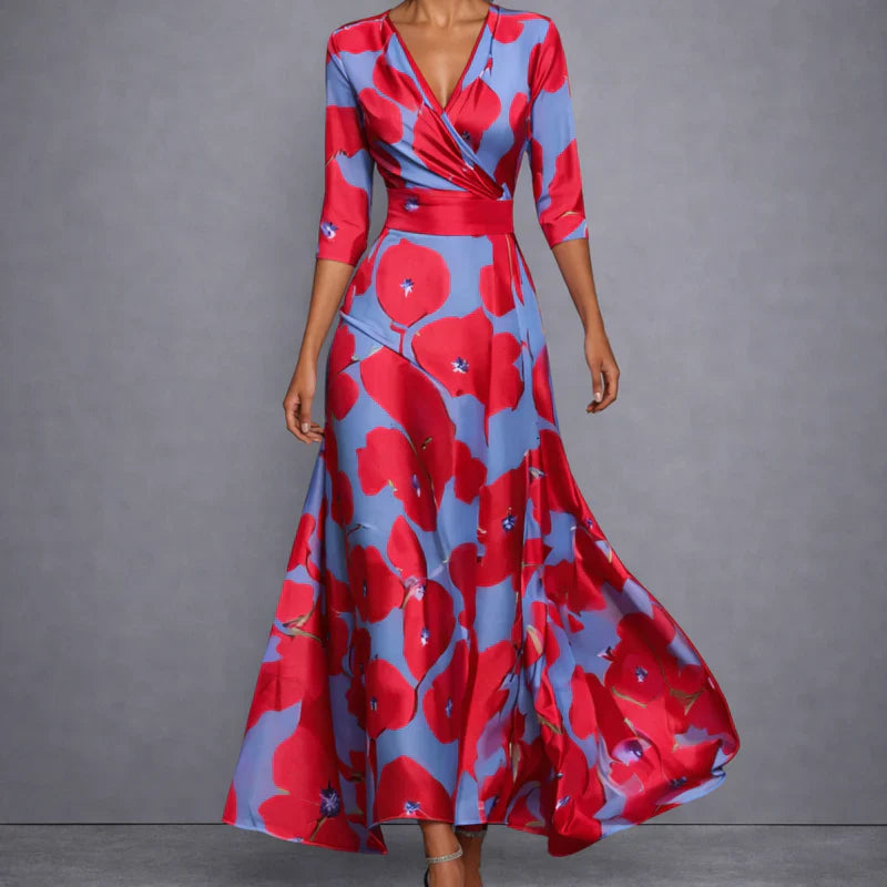 Claudia™ | Vestido Maxi Floral que Moldea la Silueta para una Confianza Elegante