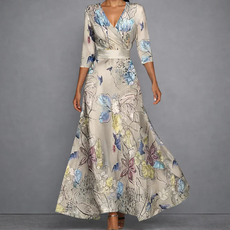 Claudia™ | Vestido Maxi Floral que Moldea la Silueta para una Confianza Elegante