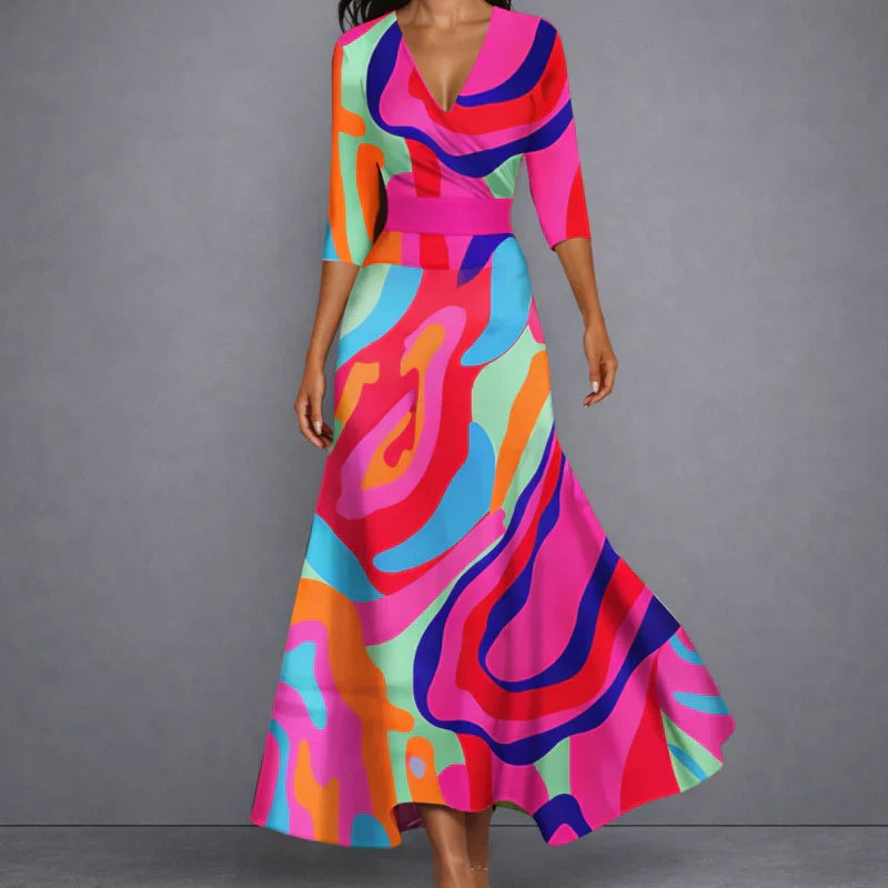 Claudia™ | Vestido Maxi Floral que Moldea la Silueta para una Confianza Elegante