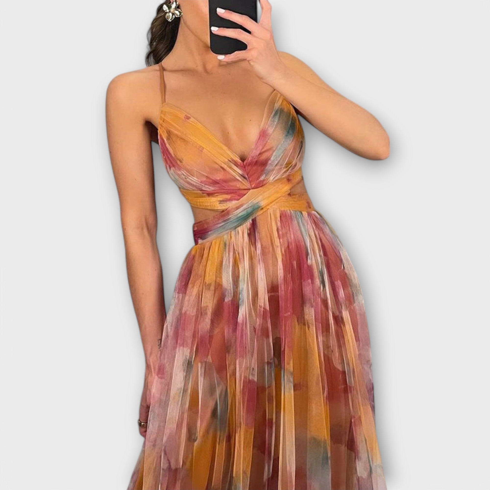 Vestido maxi de malla Annai - elegante y ceñido a la figura