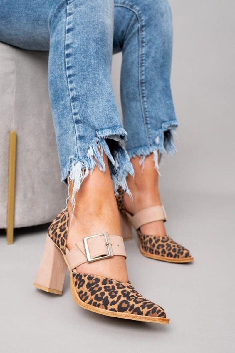 Juana™ | Tacón de bloque con estampado de leopardo audaz