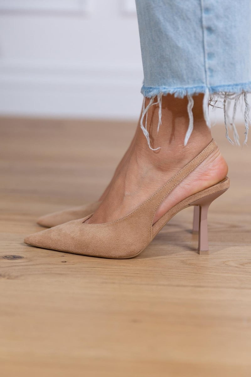 Marlen™ | Tacones bajos de color nude