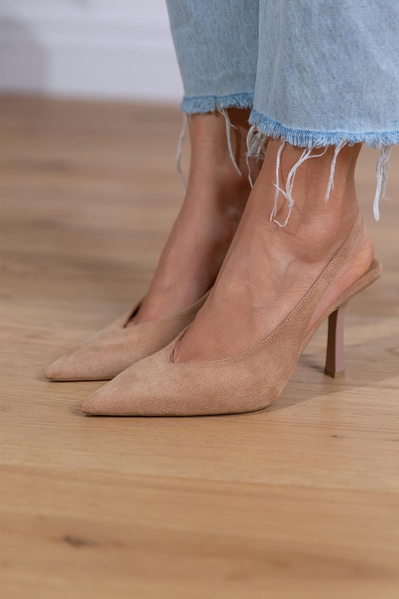 Marlen™ | Tacones bajos de color nude